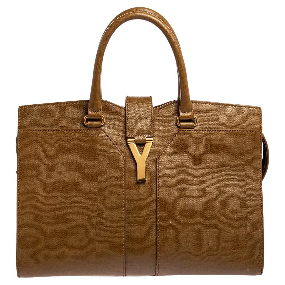 Yves Saint Laurent Brown Leather Medium Cabas Chyc Tote