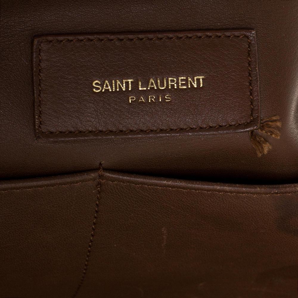 Yves Saint Laurent Brown Leather Medium Cabas Y-Ligne Tote In Good Condition In Dubai, Al Qouz 2