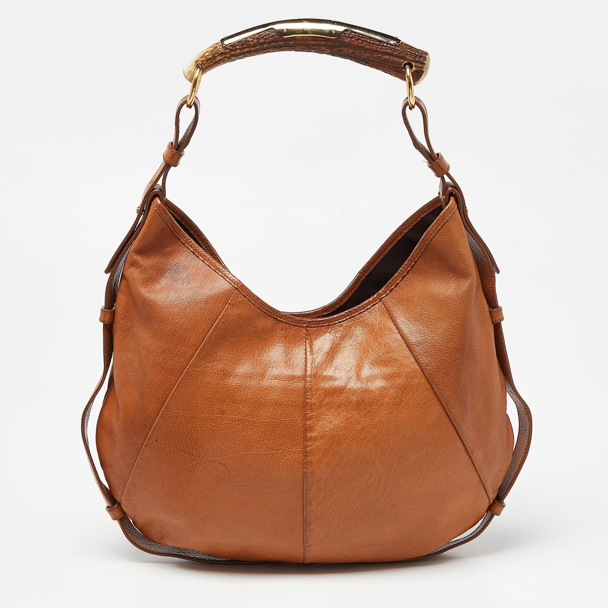 Women's Yves Saint Laurent Brown Leather Mombasa Hobo