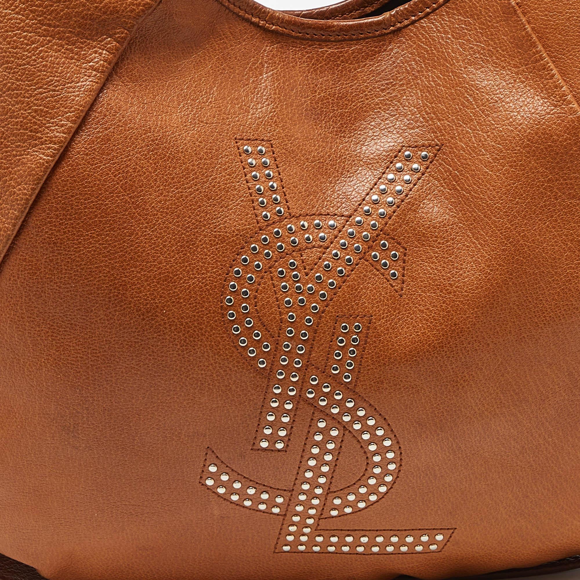 Yves Saint Laurent Brown Leather Mombasa Hobo 1