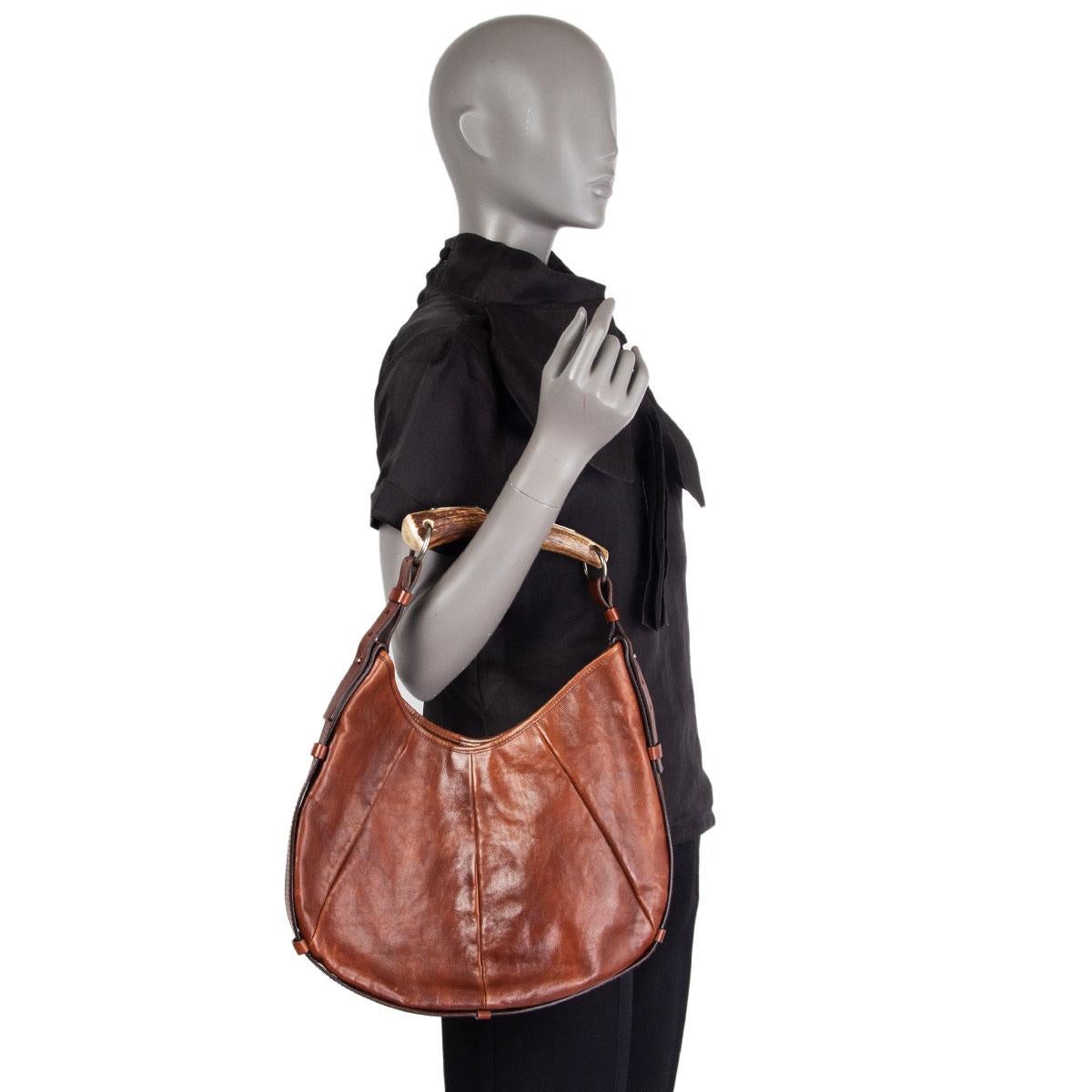 YVES SAINT LAURENT brown leather MOMBASA MEDIUM Shoulder Bag 1