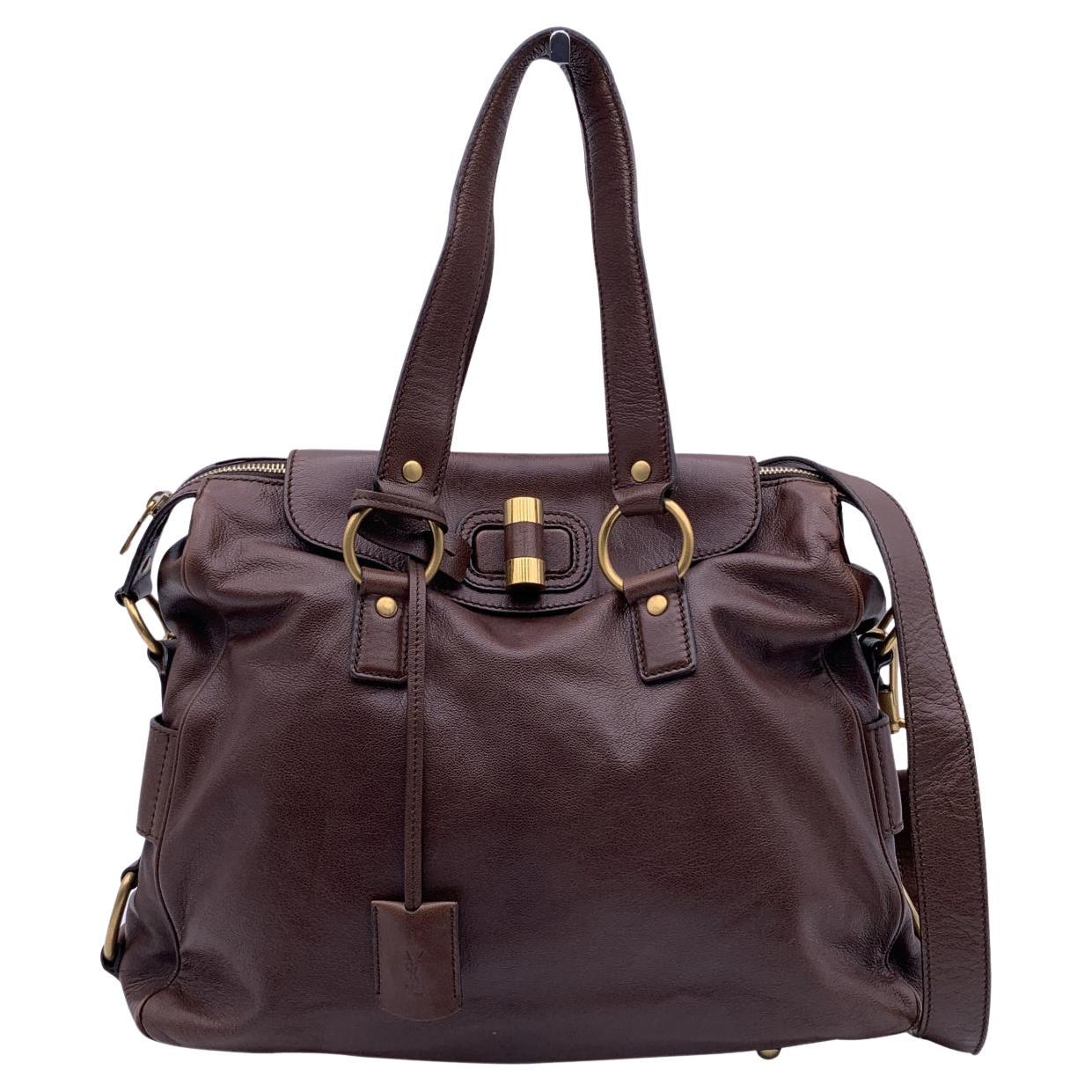 Yves Saint Laurent Brown Leather Muse Satchel Shoulder Bag