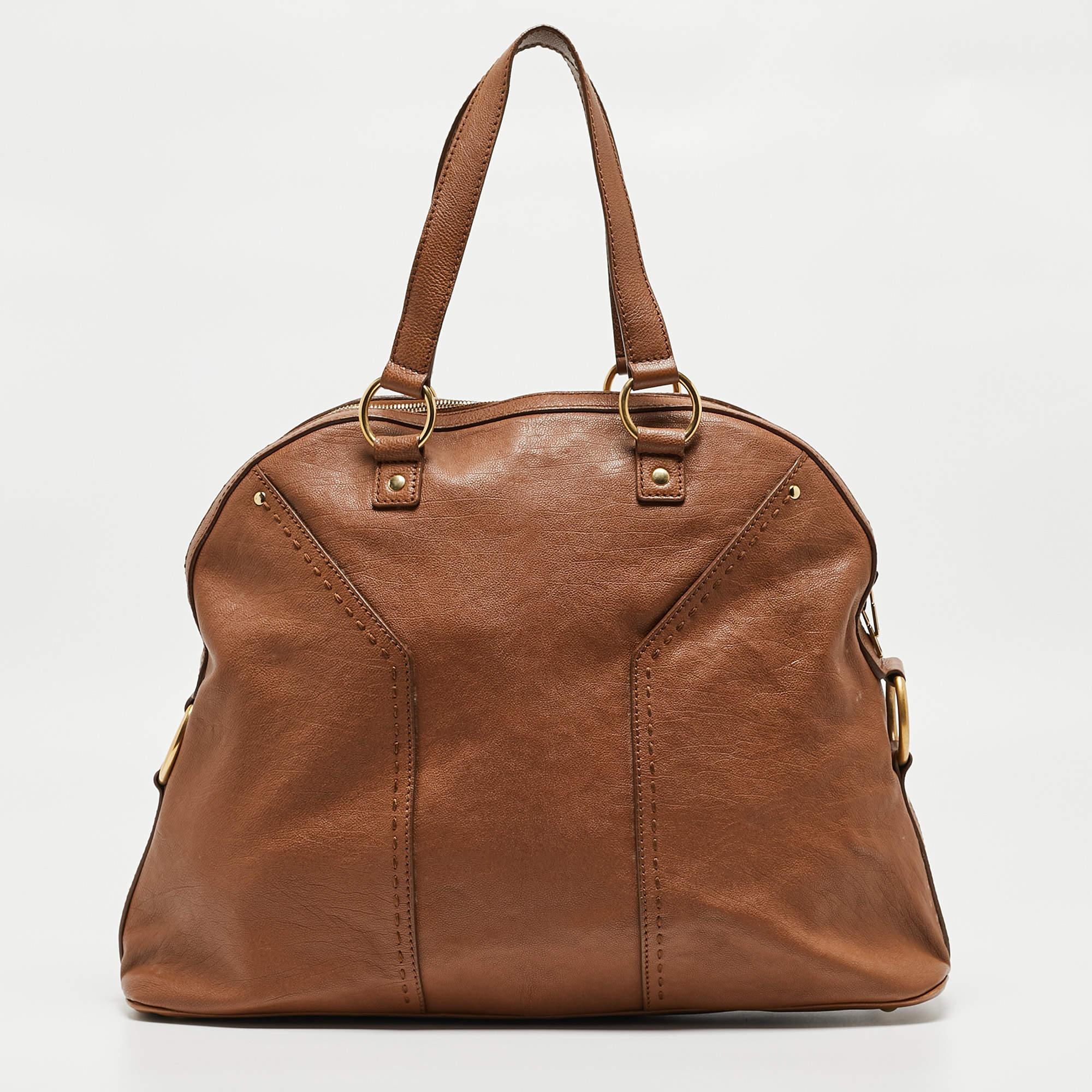 Women's Yves Saint Laurent Brown Leather Oversized Muse Bag