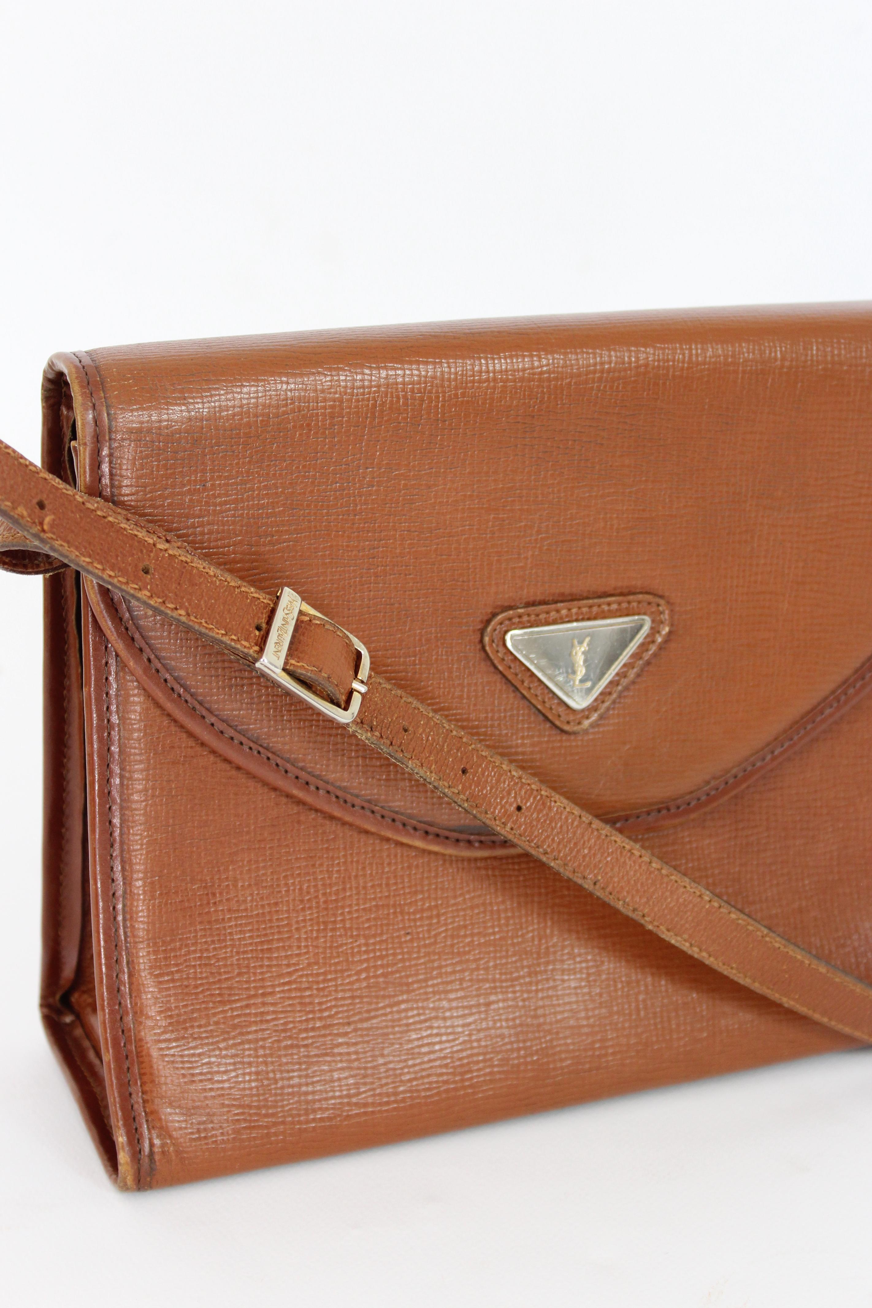 Yves Saint Laurent Brown Leather Shoulder Bag 1980s  1