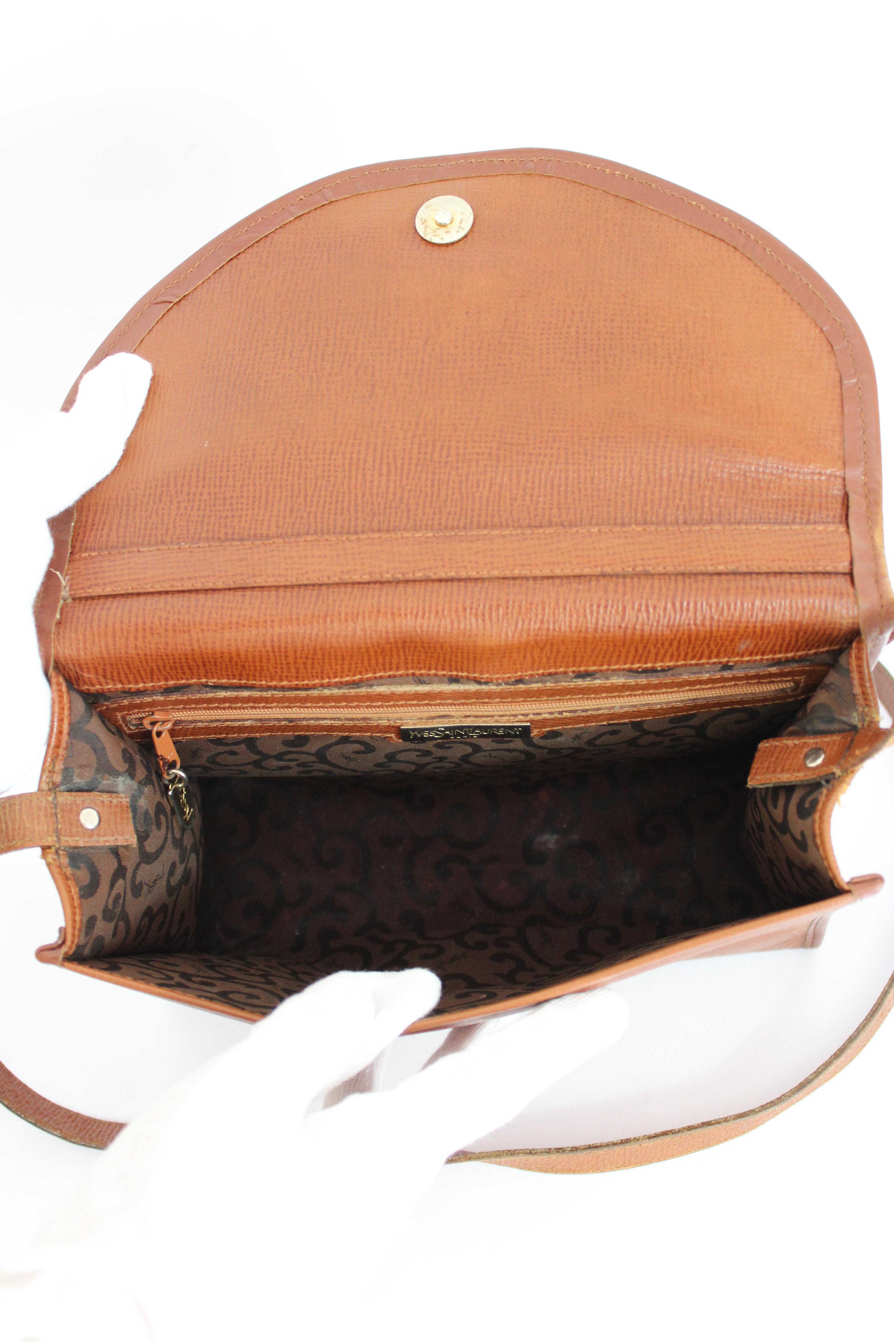 Yves Saint Laurent Brown Leather Shoulder Bag 1980s  3