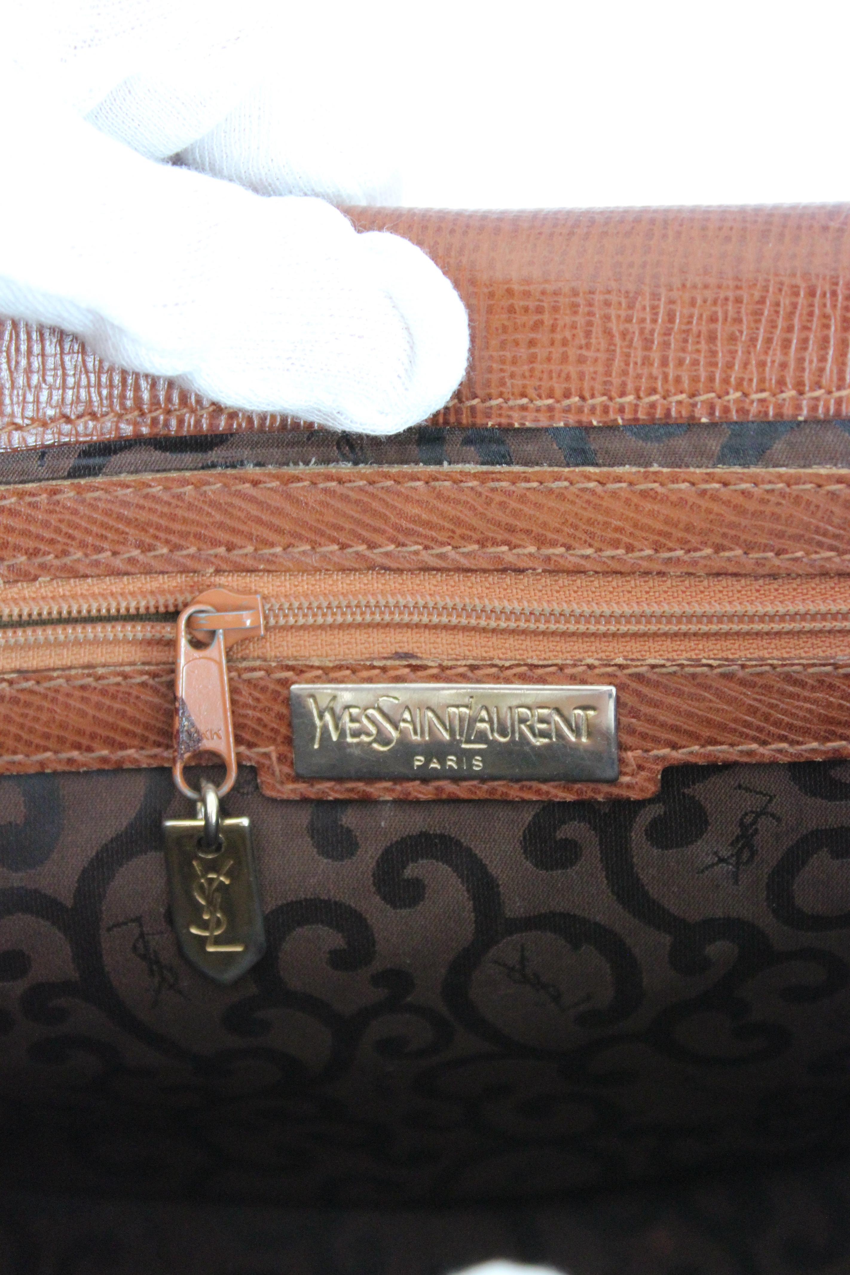 Yves Saint Laurent Brown Leather Shoulder Bag 1980s  4