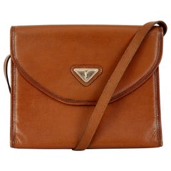 Vintage Yves Saint Laurent Brown Leather Shoulder Bag 1980s 