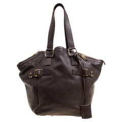 Yves Saint Laurent Brown Leather Small Downtown Tote