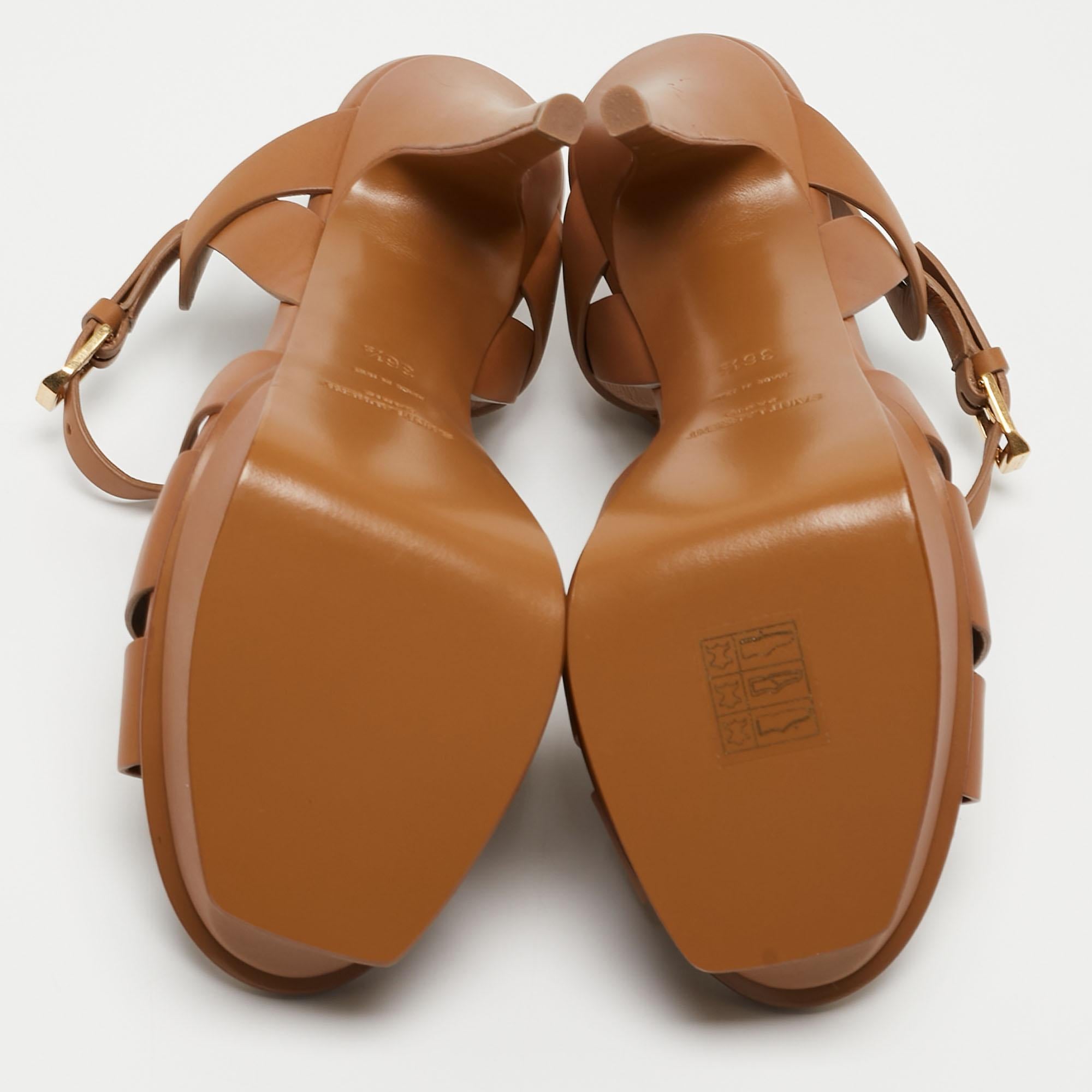 Yves Saint Laurent Brown Leather Tribute Sandals Size 36.5 5