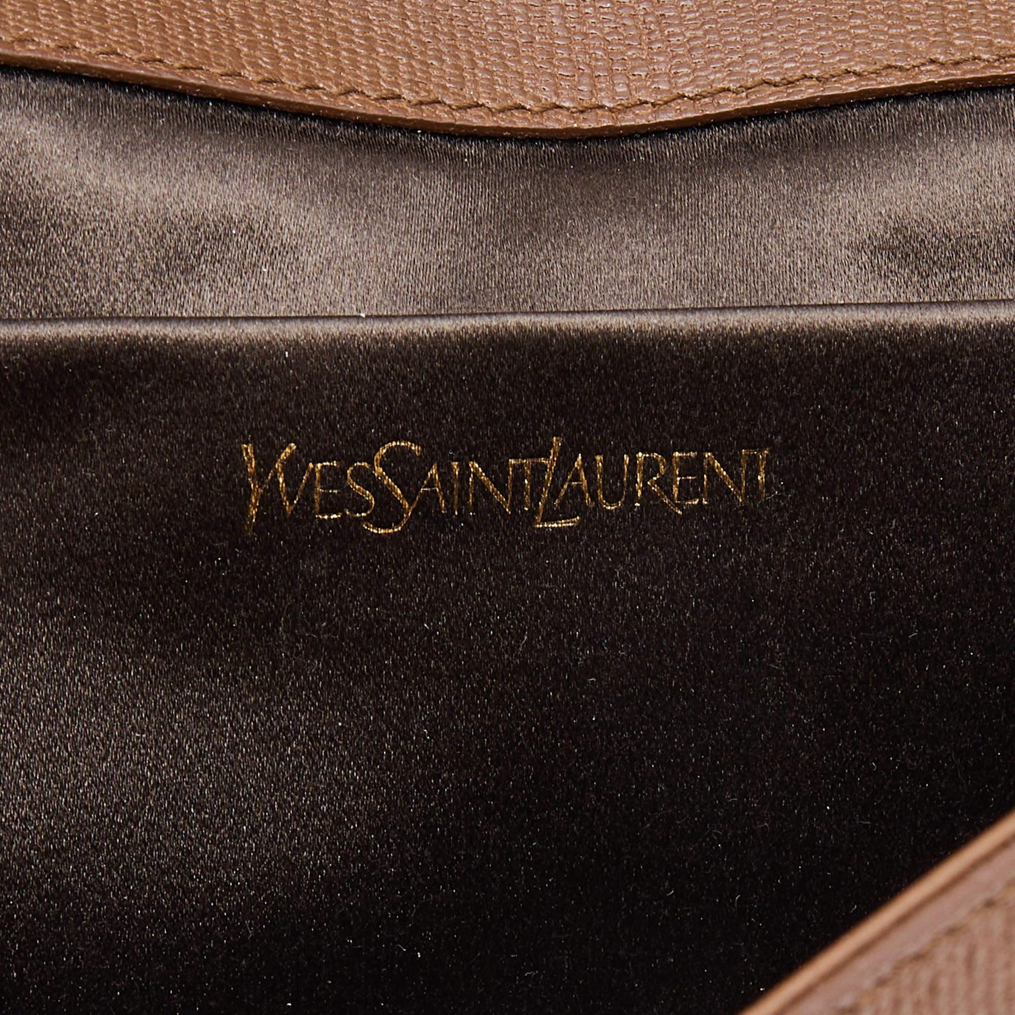 Yves Saint Laurent Brown Leather Y-Ligne Flap Clutch 6