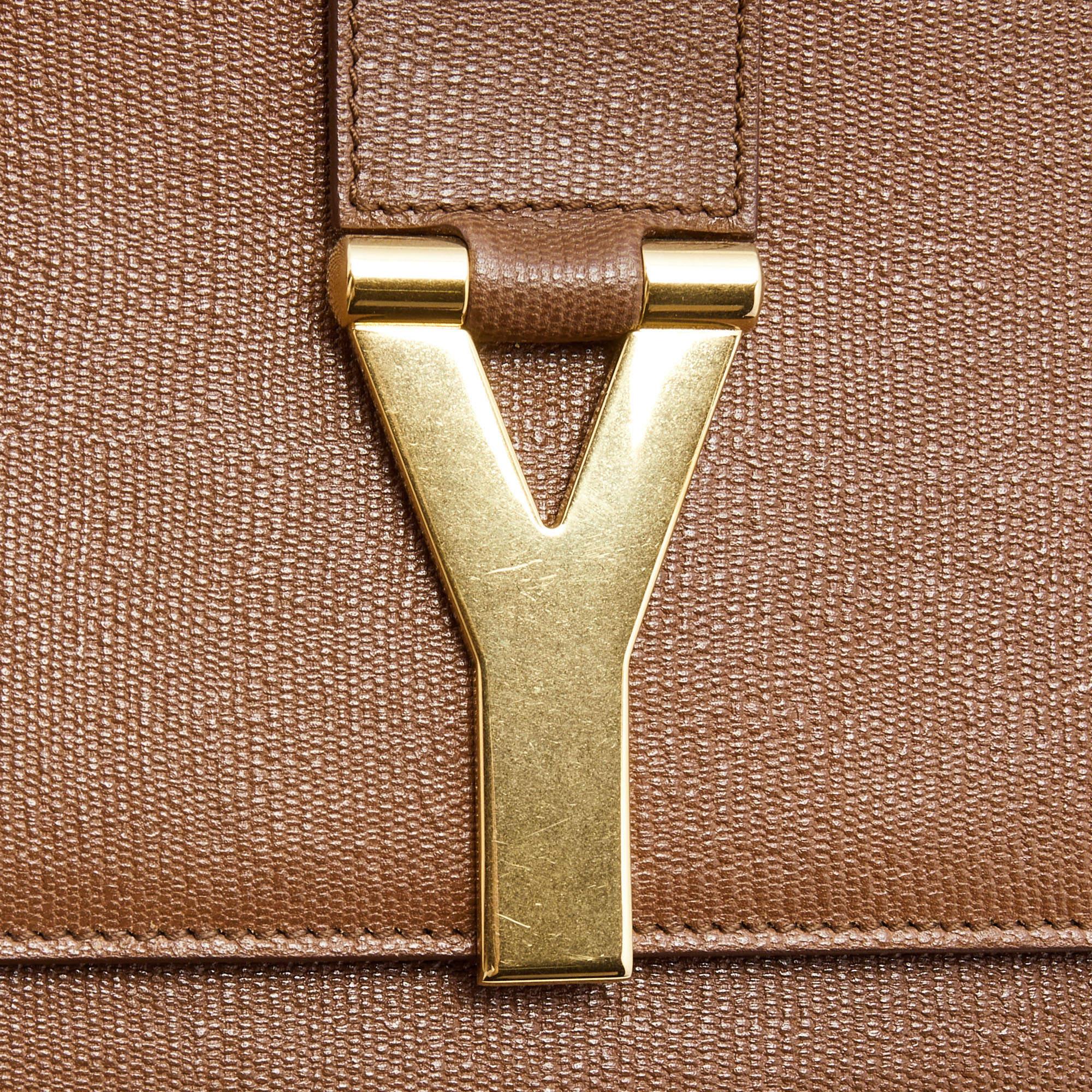 Yves Saint Laurent Brown Leather Y-Ligne Flap Clutch 4