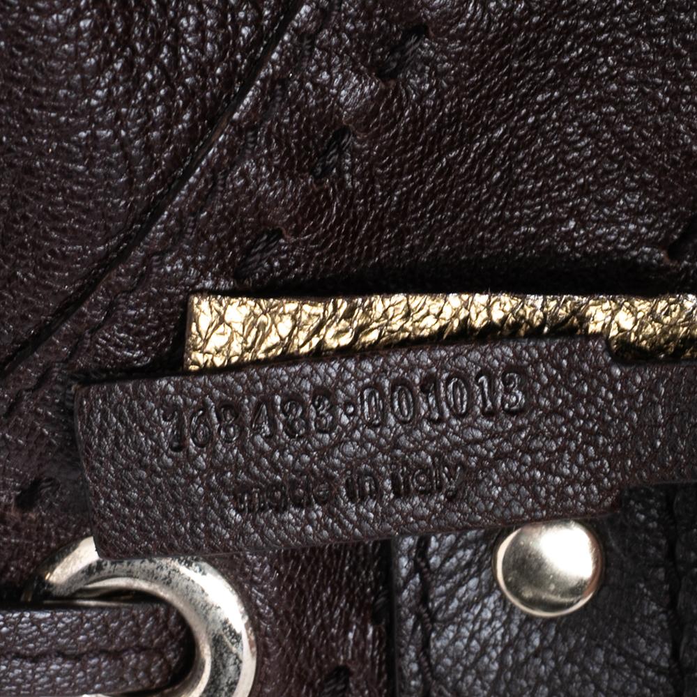 Yves Saint Laurent Brown/Metallic Gold Leather Reversible Double Sac Y Tote In Good Condition In Dubai, Al Qouz 2