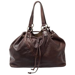 Yves Saint Laurent Brown/Metallic Gold Leather Reversible Double Sac Y Tote