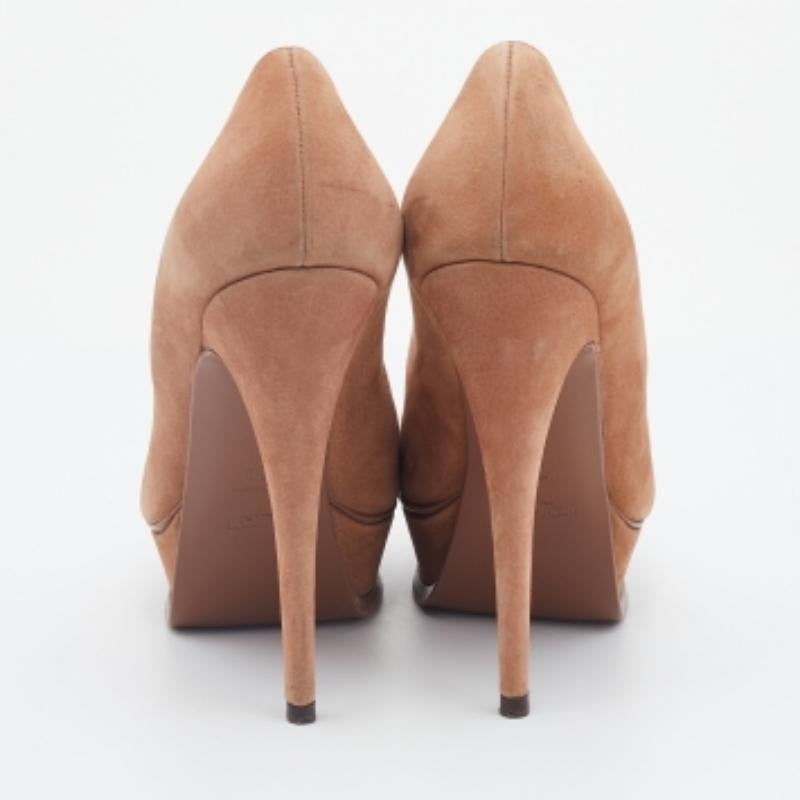 Yves Saint Laurent Chaussures à plateforme en cuir nubuck Brown Taille 38 Pour femmes en vente