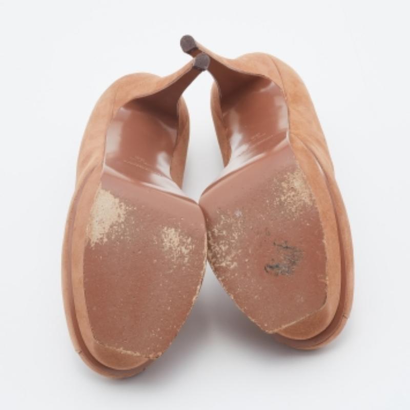 Yves Saint Laurent Chaussures à plateforme en cuir nubuck Brown Taille 38 en vente 1