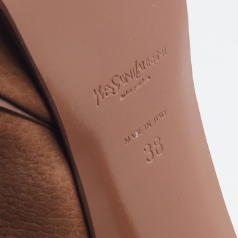 Yves Saint Laurent Chaussures à plateforme en cuir nubuck Brown Taille 38 en vente 2