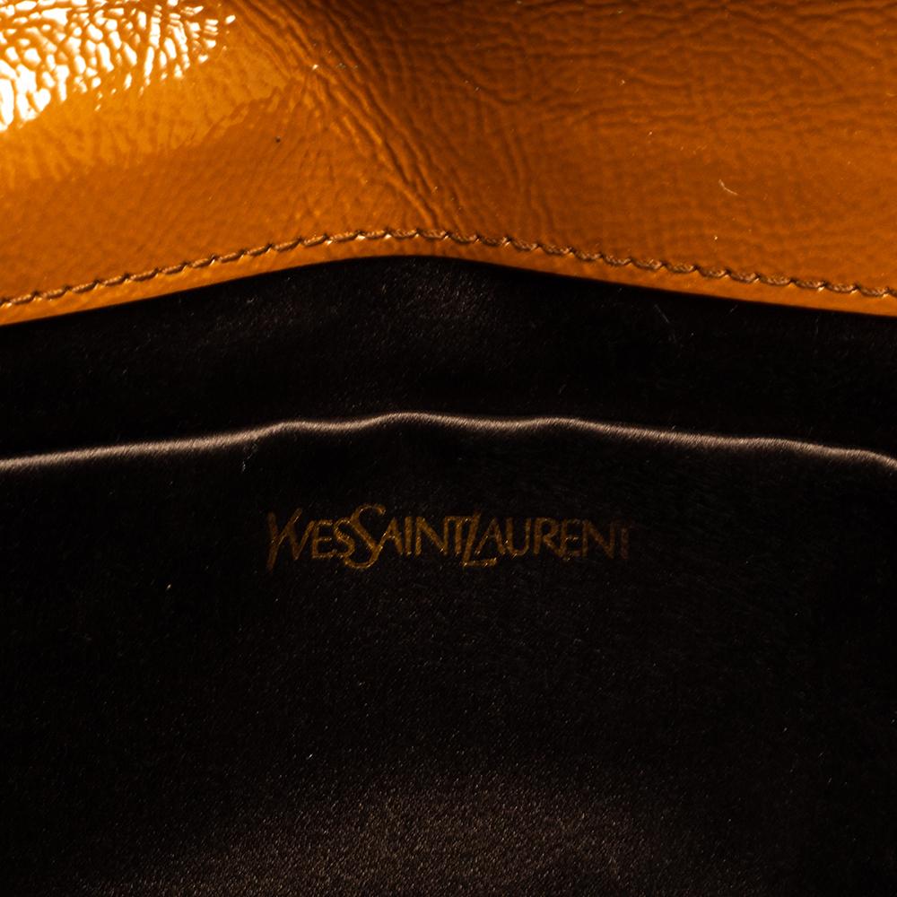 Women's Yves Saint Laurent Brown Patent Leather Belle De Jour Clutch