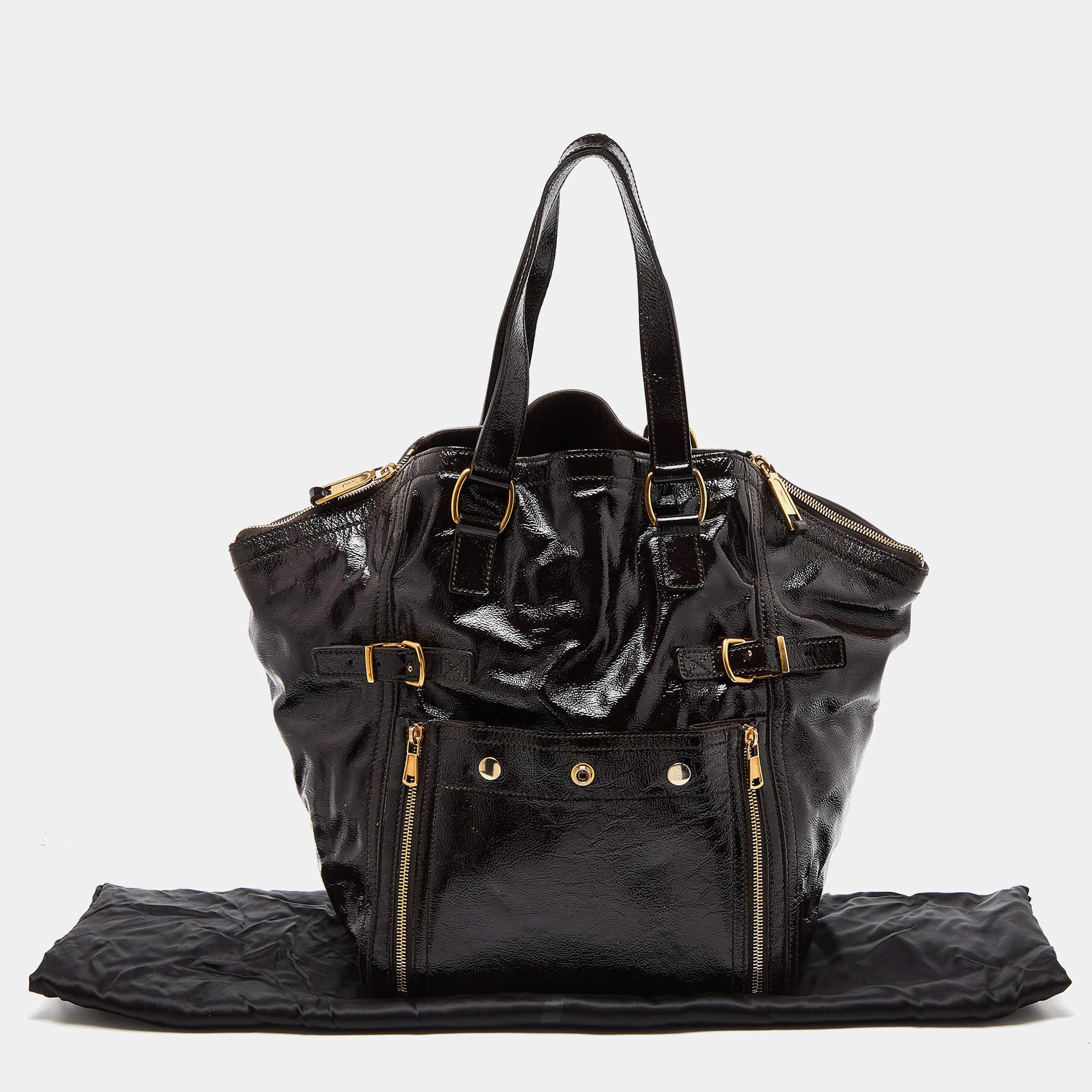 Yves Saint Laurent Brown Patent Leather Large Downtown Tote at 1stDibs ysl patent bag