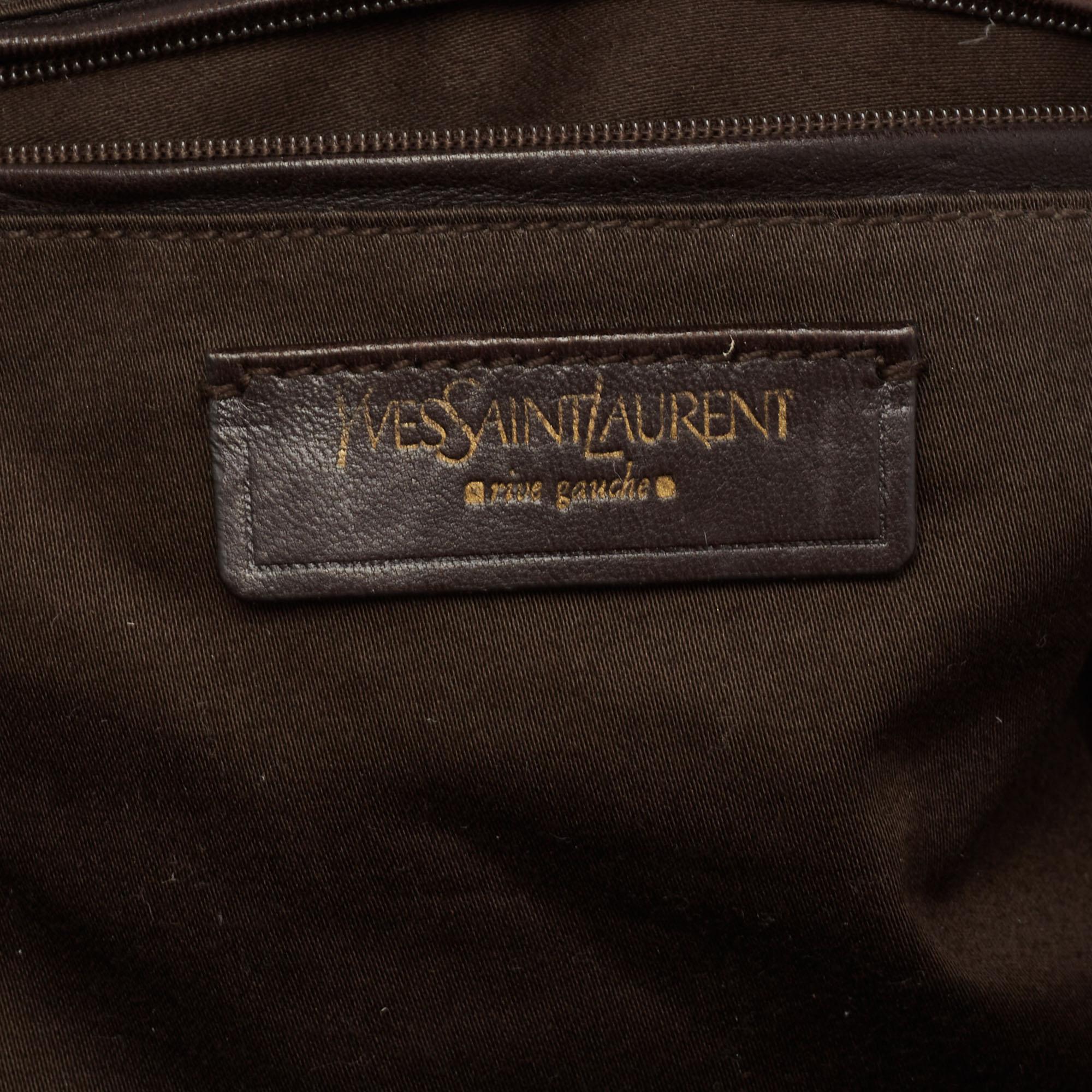 Yves Saint Laurent Brown Pebbled Patent Leather Majorelle Satchel 9