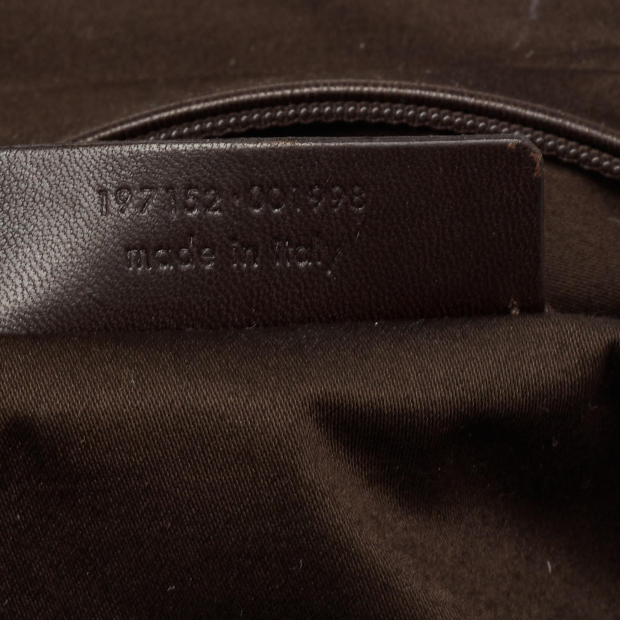 Yves Saint Laurent Brown Pebbled Patent Leather Majorelle Satchel 10