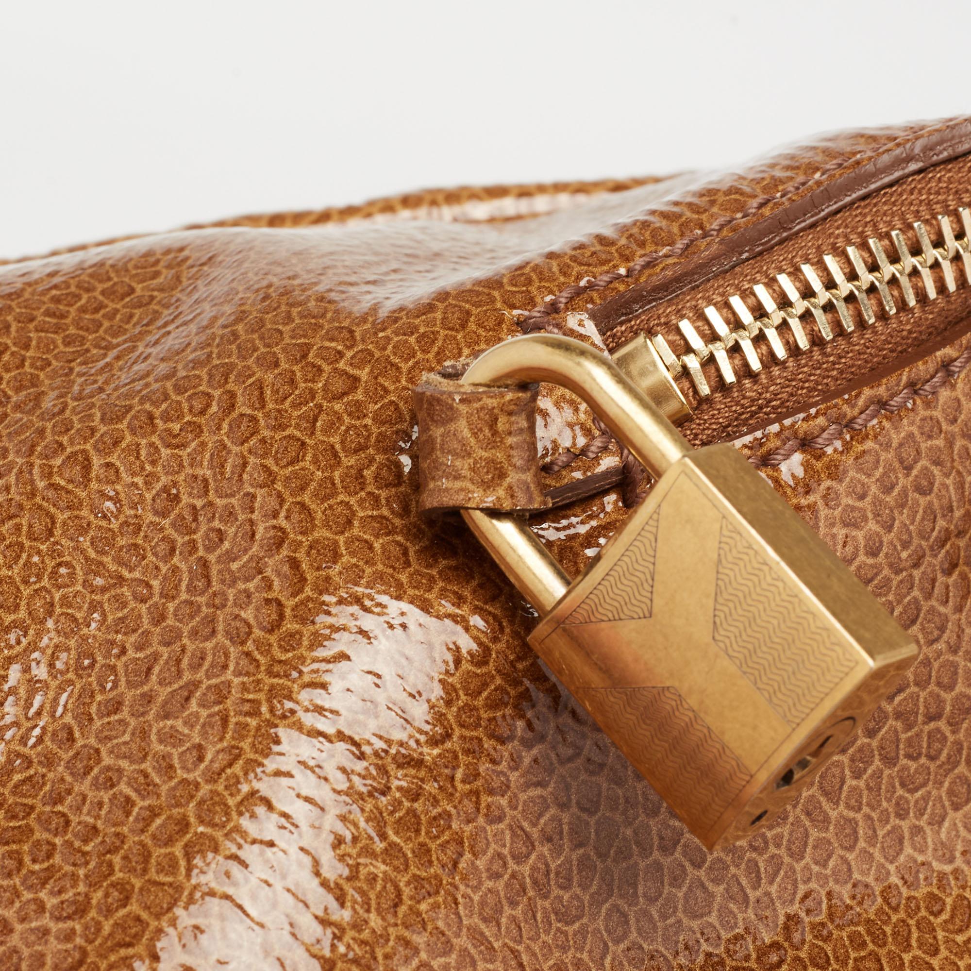 Yves Saint Laurent Brown Pebbled Patent Leather Majorelle Satchel 3