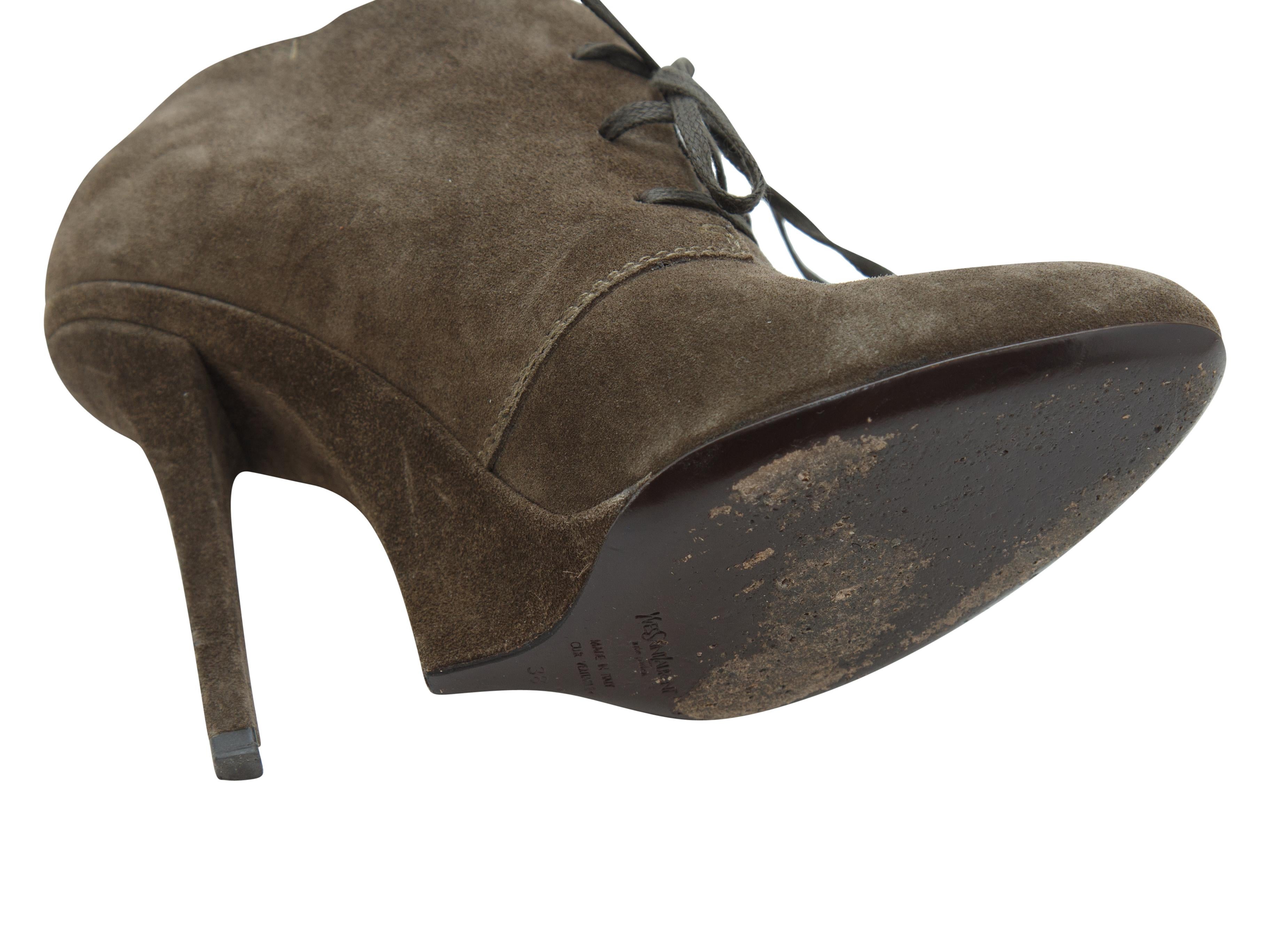 Yves Saint Laurent Brown Suede Booties In Good Condition In New York, NY