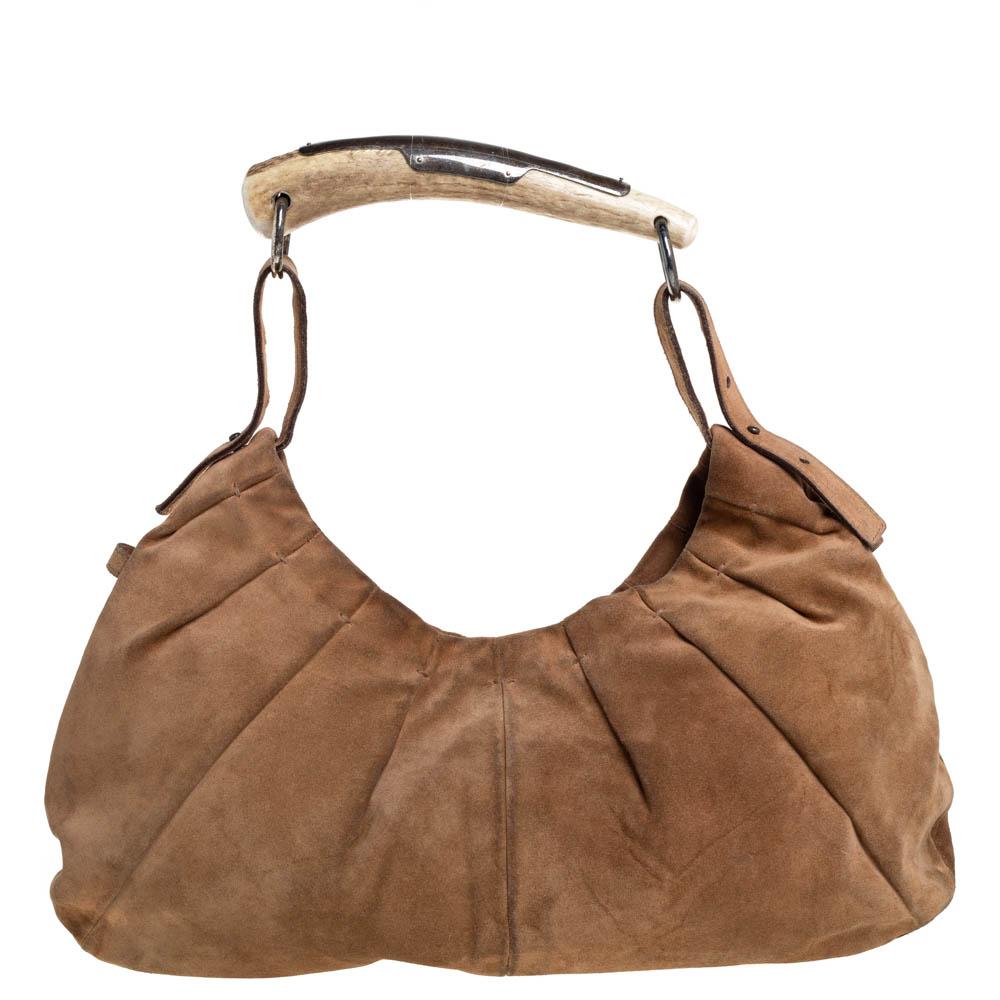 Women's Yves Saint Laurent Brown Suede Mombasa Hobo