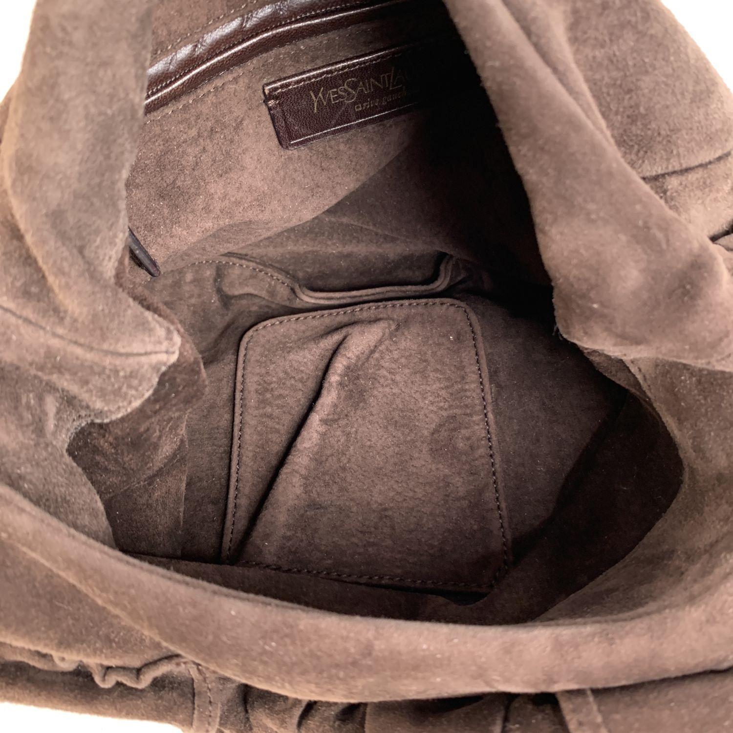 Women's Yves Saint Laurent Brown Suede Nadja Rose Tote Shoulder Bag