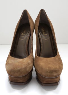 Yves Saint Laurent Brown Suede Palais Platform Heels