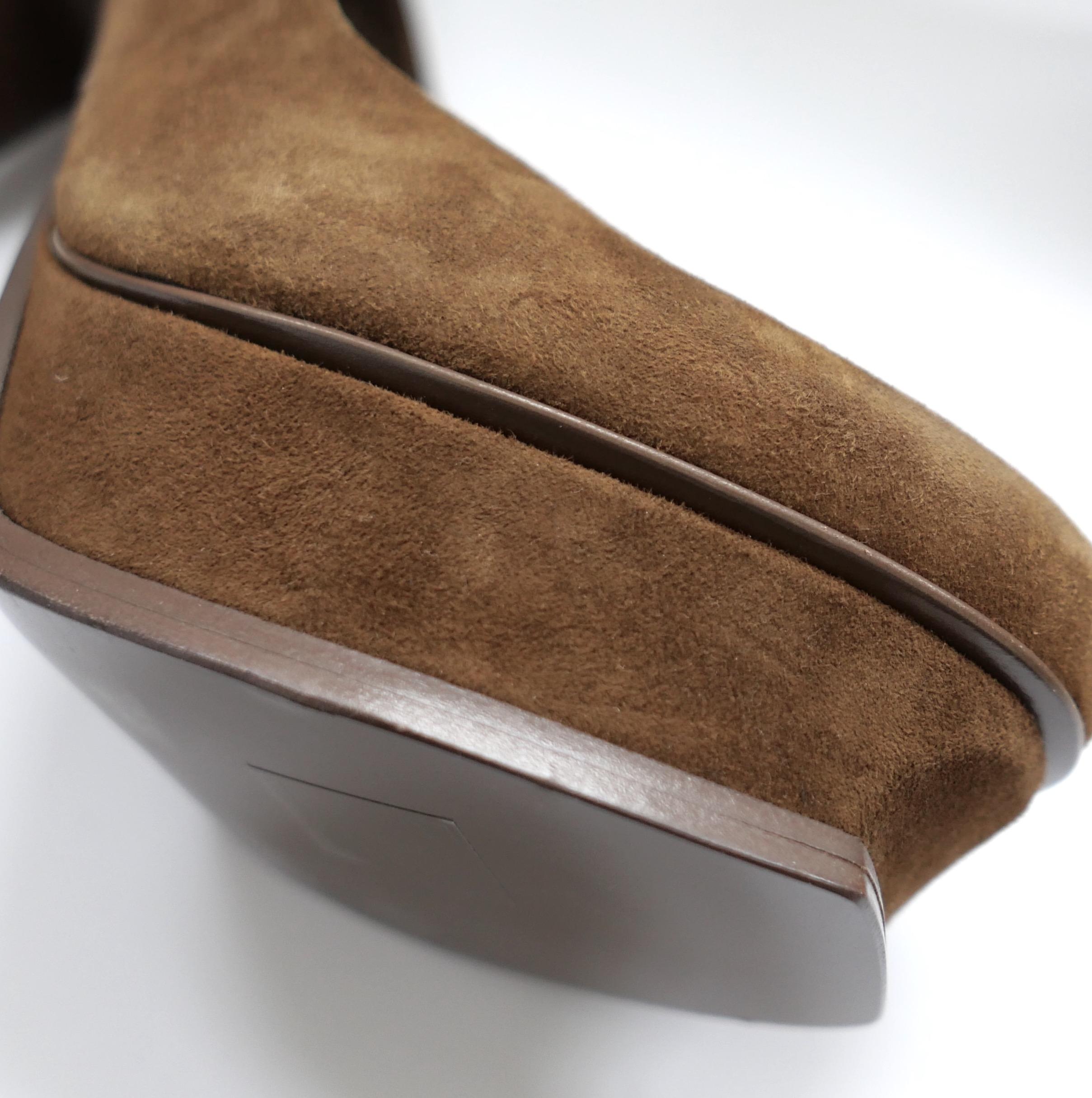 Yves Saint Laurent Brown Suede Palais Platform Heels In New Condition For Sale In London, GB