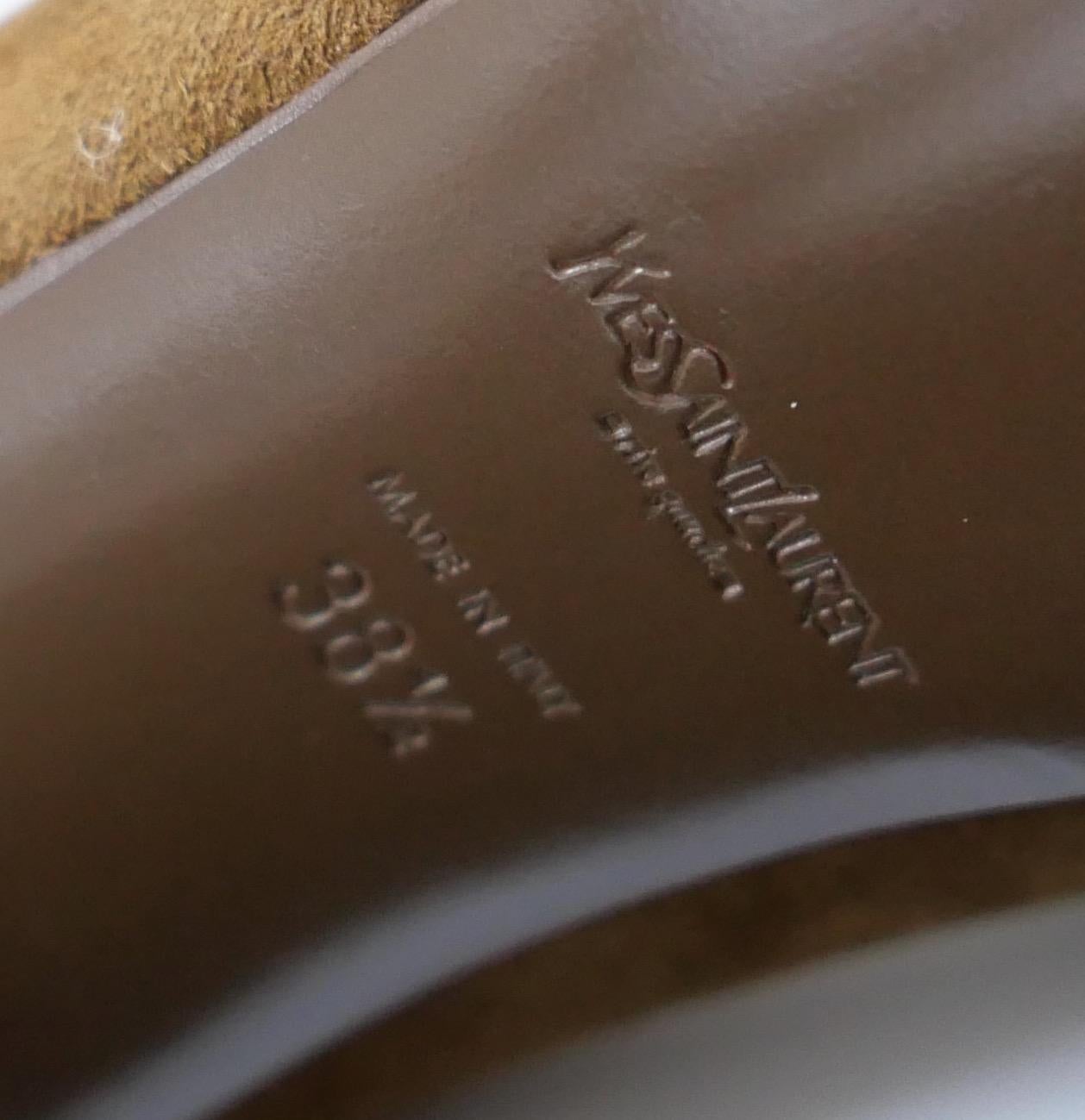 Yves Saint Laurent Brown Suede Palais Platform Heels For Sale 2