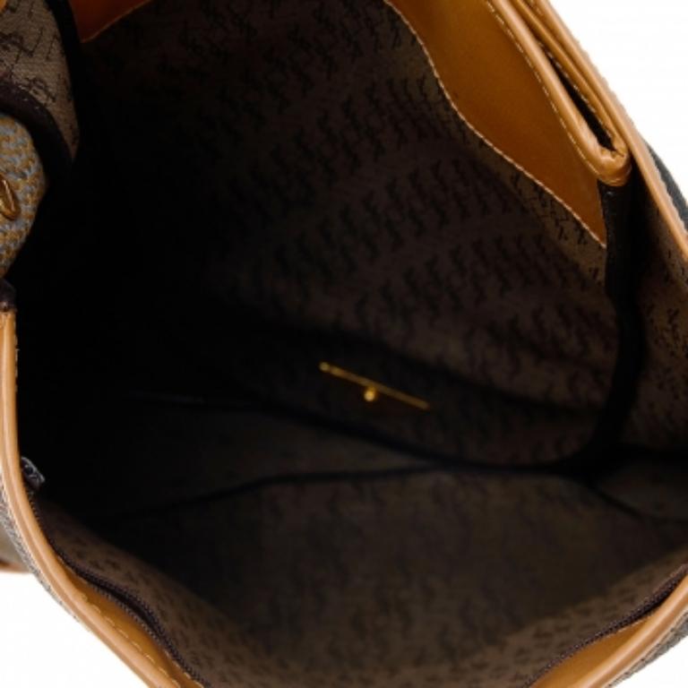 Yves Saint Laurent Brown/Tan Coated Canvas And Leather Vintage Shoulder Bag In Fair Condition In Dubai, Al Qouz 2