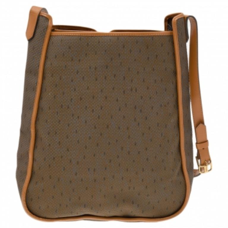 Yves Saint Laurent Brown/Tan Coated Canvas And Leather Vintage Shoulder Bag 1