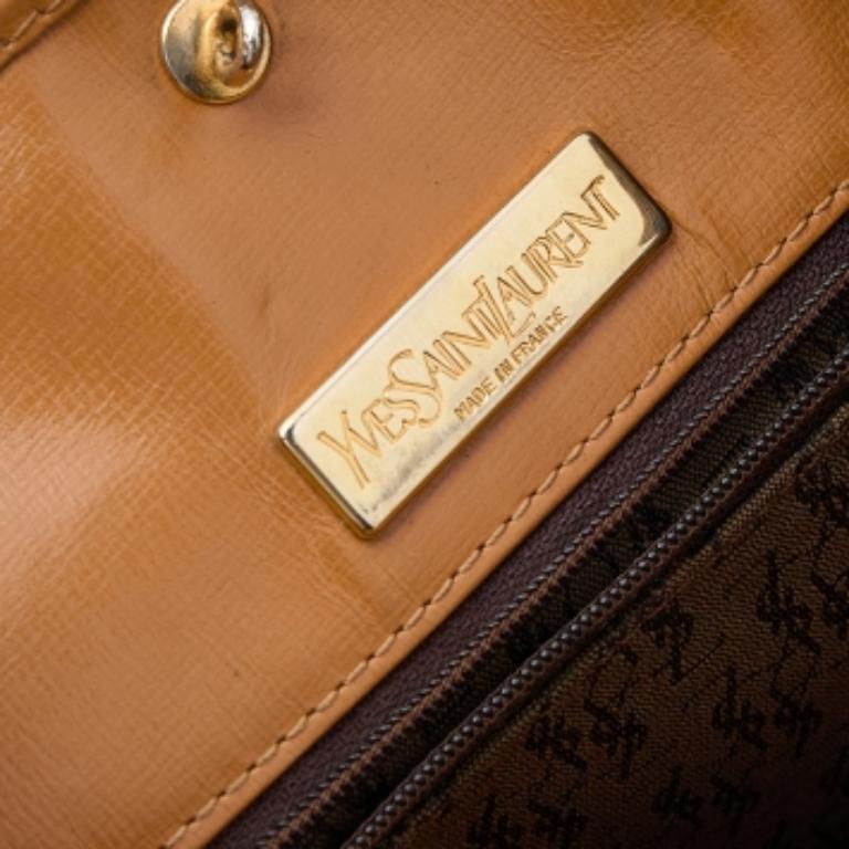 Yves Saint Laurent Brown/Tan Coated Canvas And Leather Vintage Shoulder Bag 2