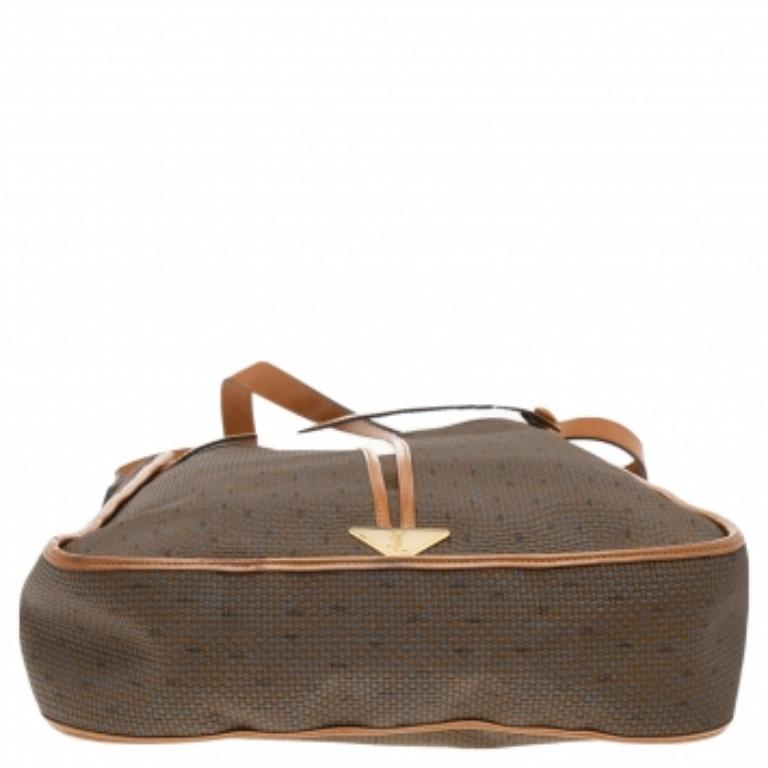 Yves Saint Laurent Brown/Tan Coated Canvas And Leather Vintage Shoulder Bag 5
