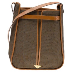 Yves Saint Laurent Brown/Tan Coated Canvas And Leather Vintage Shoulder Bag