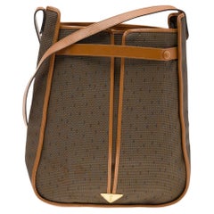 Yves Saint Laurent Brown/Tan Coated Canvas And Leather Vintage Shoulder Bag