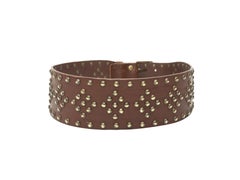 Yves Saint Laurent Brown Toscano Classic Studded Belt