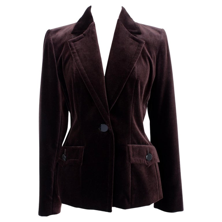Yves Saint Laurent Brown Velvet Flared Jacket 2000s For Sale at 1stDibs