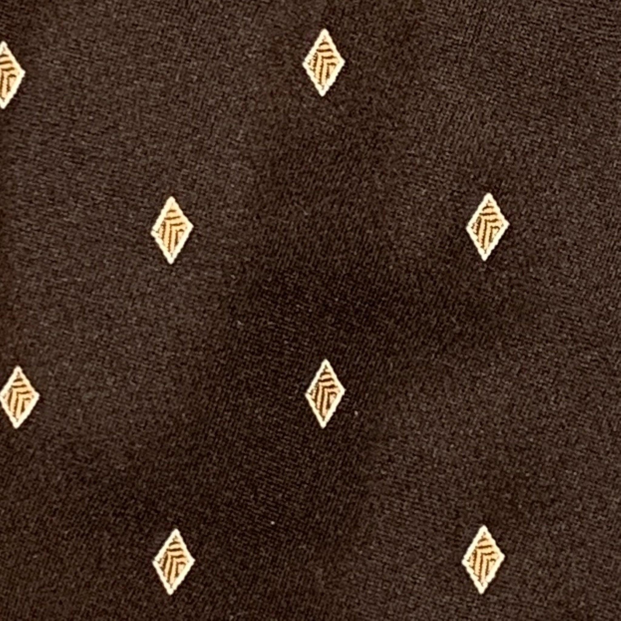 YVES SAINT LAURENT Brown Yellow Diamond Silk Jacquard Tie In Excellent Condition For Sale In San Francisco, CA