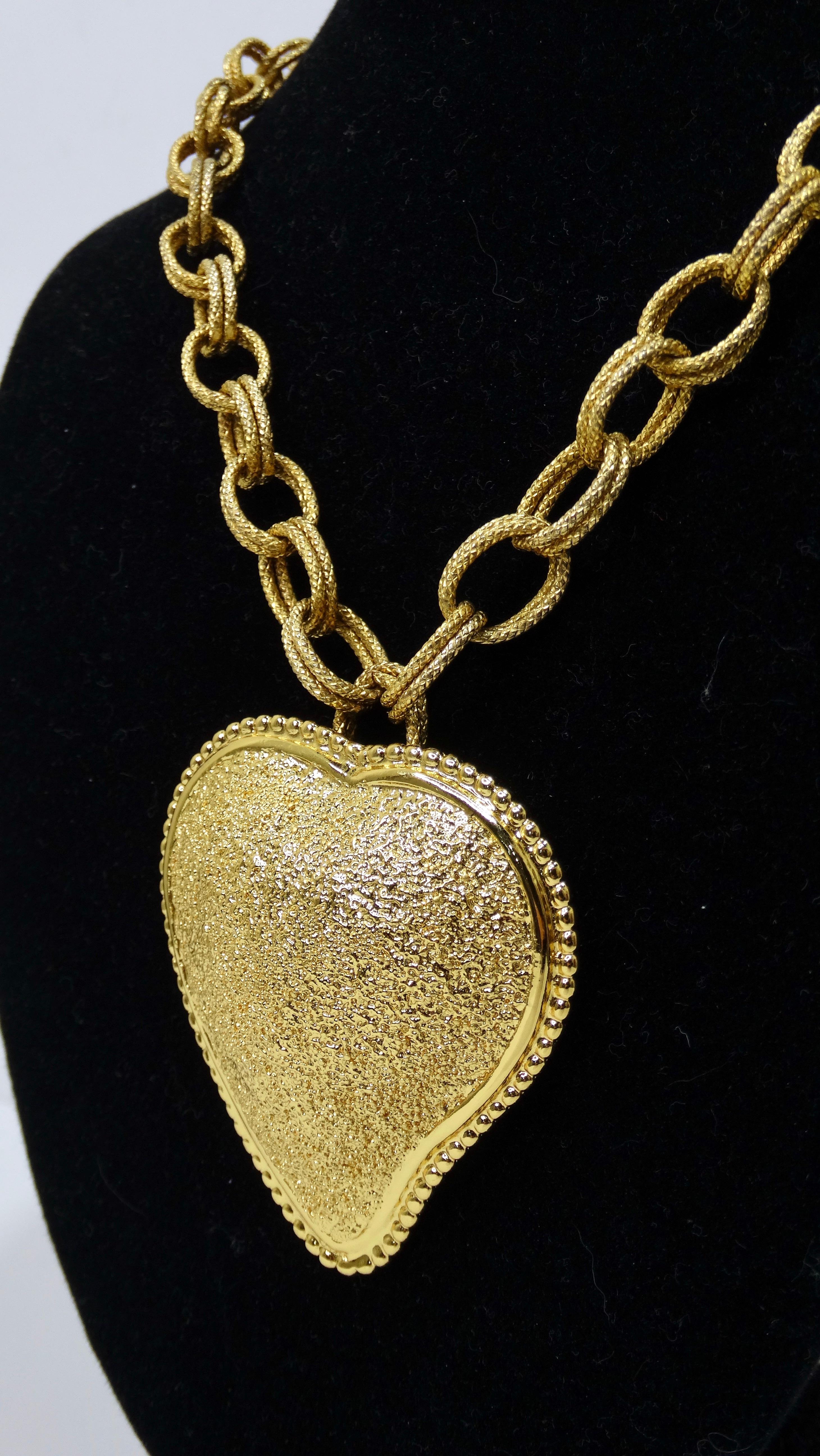 This necklace is a Yves Saint Laurent dream! Be prepared for all the compliments after receiving this vintage gem. Chunky pendants are all the talk and you need to be apart of this! This necklace is featured in a beautifully textured and brushed