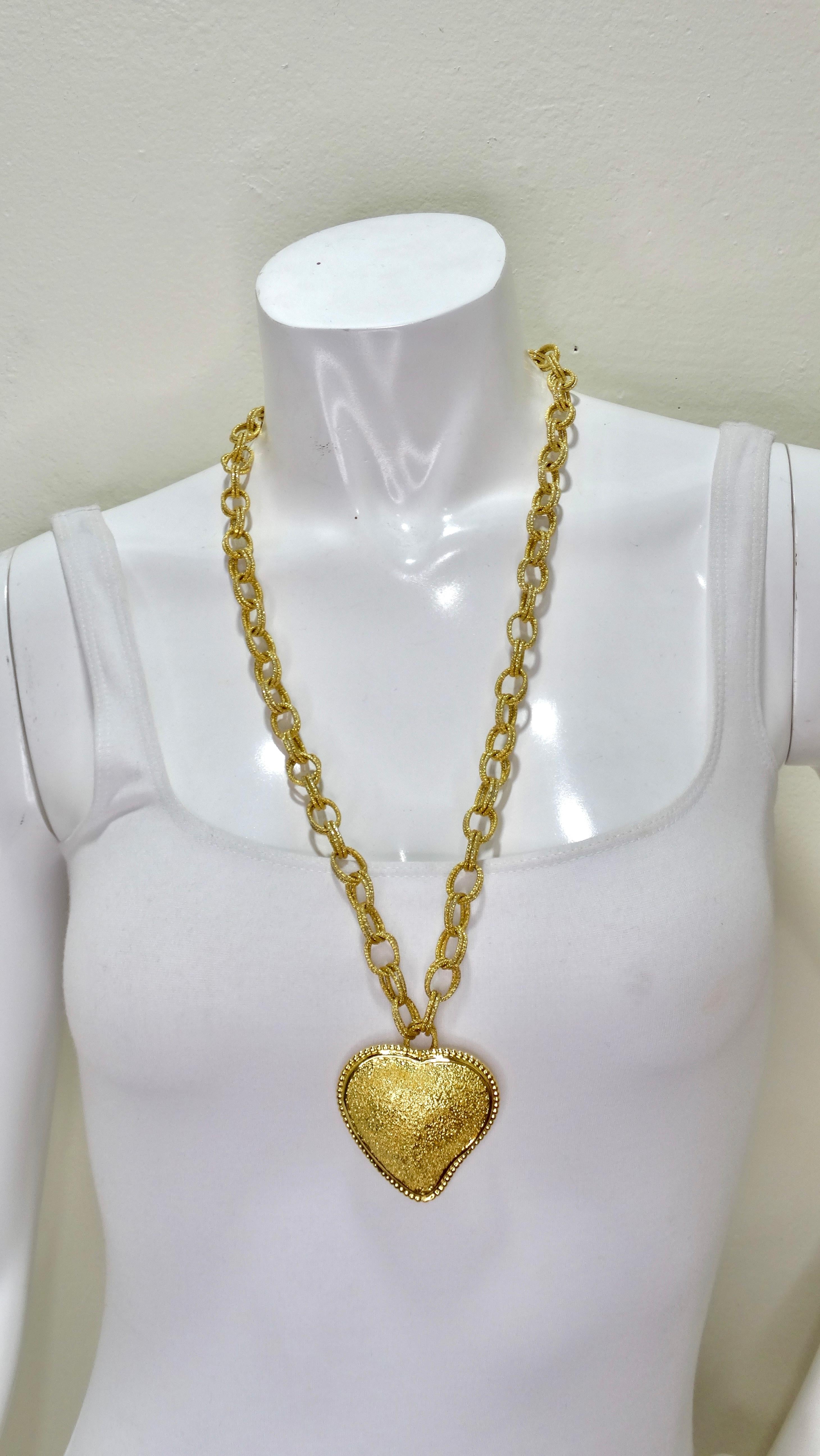 Yves Saint Laurent Brushed Gold Pendant Necklace/Pin In Excellent Condition In Scottsdale, AZ