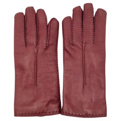 Yves Saint Laurent burgundy leather gloves