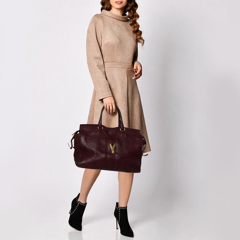 Yves Saint Laurent Burgundy Leather Large Cabas Chyc Tote At 1Stdibs
