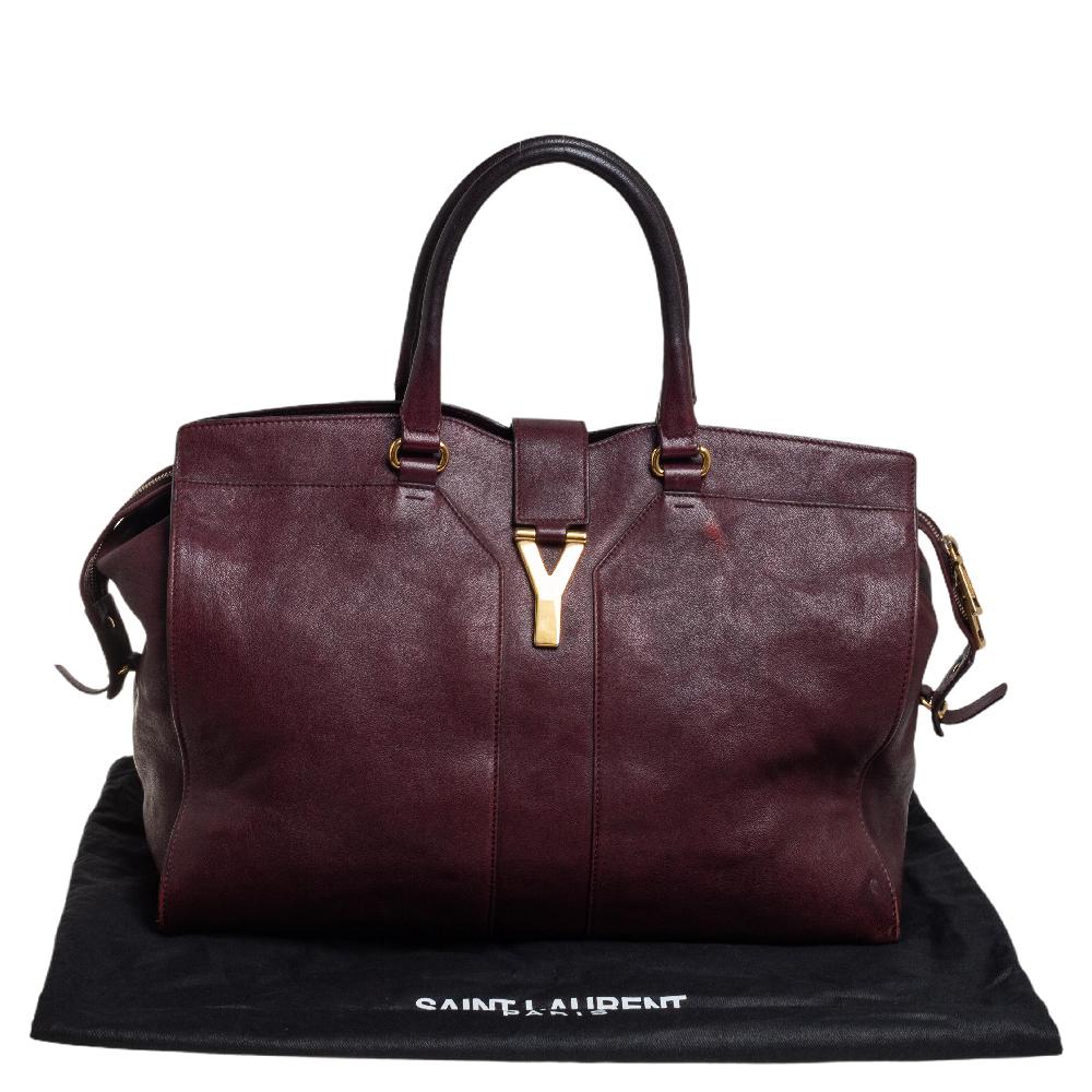 Yves Saint Laurent Burgundy Leather Large Cabas Chyc Tote 1