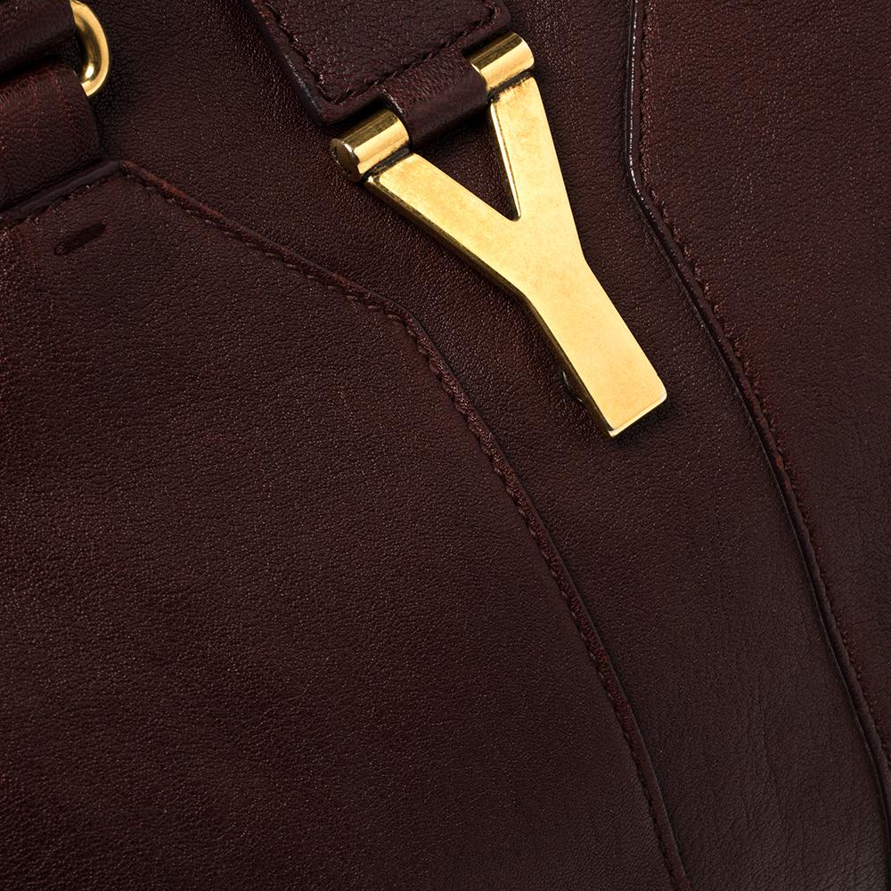 Yves Saint Laurent Burgundy Leather Medium Cabas Y-Ligne Tote 3