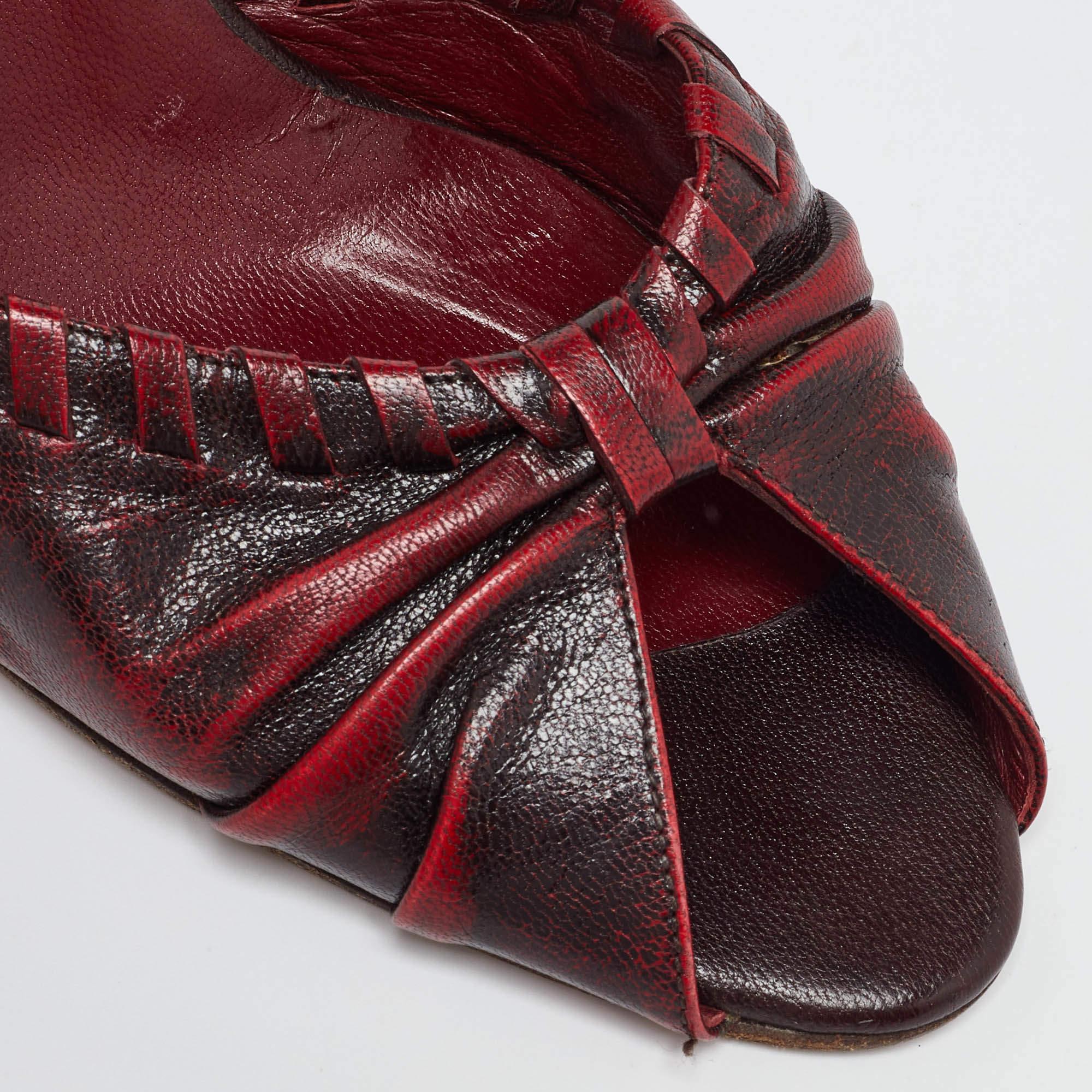 Yves Saint Laurent Burgundy Leather Slide Sandals 38 2