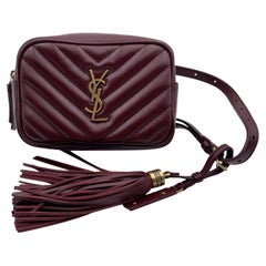 Yves Saint Laurent Burgundy Quilted Leather Lou Belt Bag with Tassel