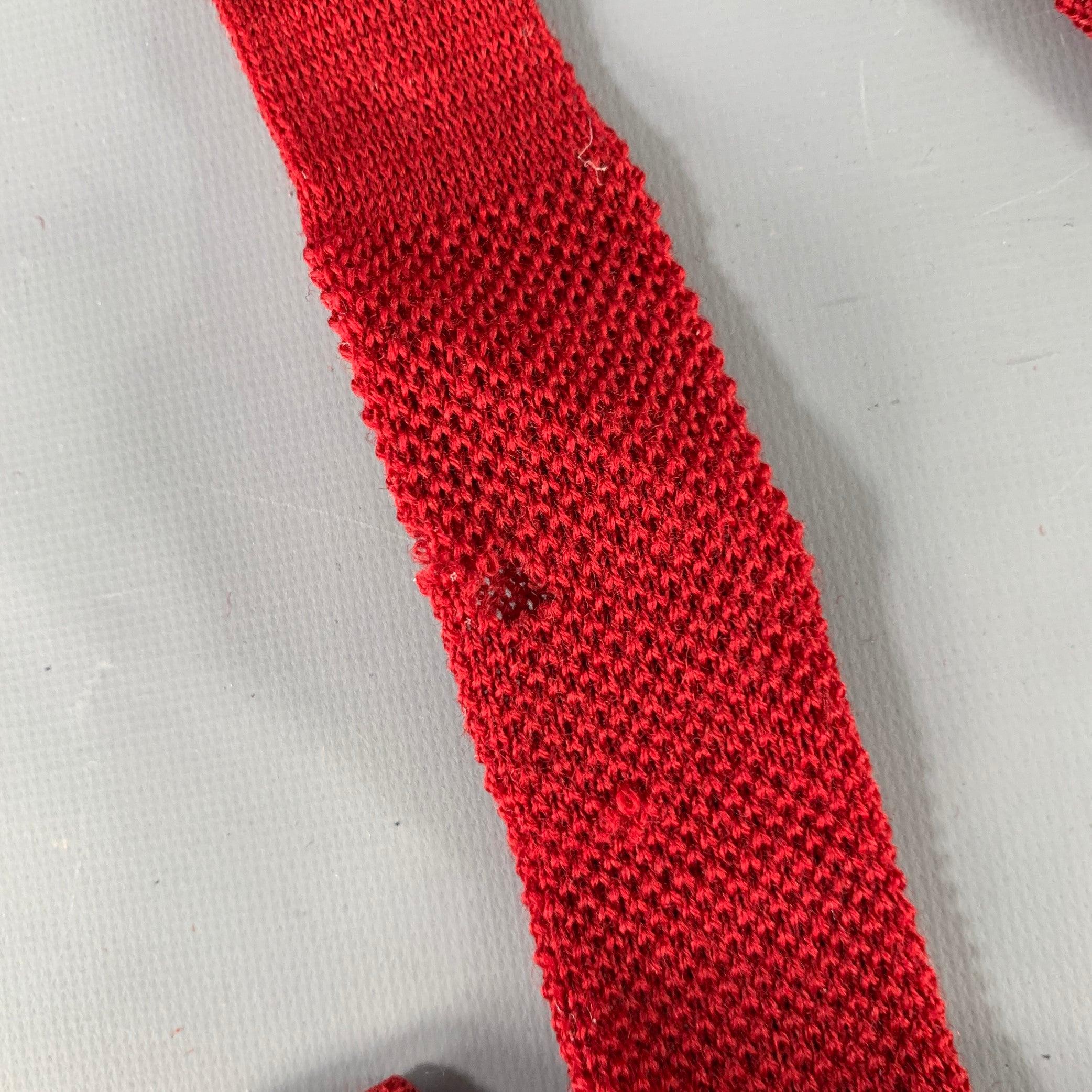 Men's YVES SAINT LAURENT Burgundy Red Knit Wool Tie