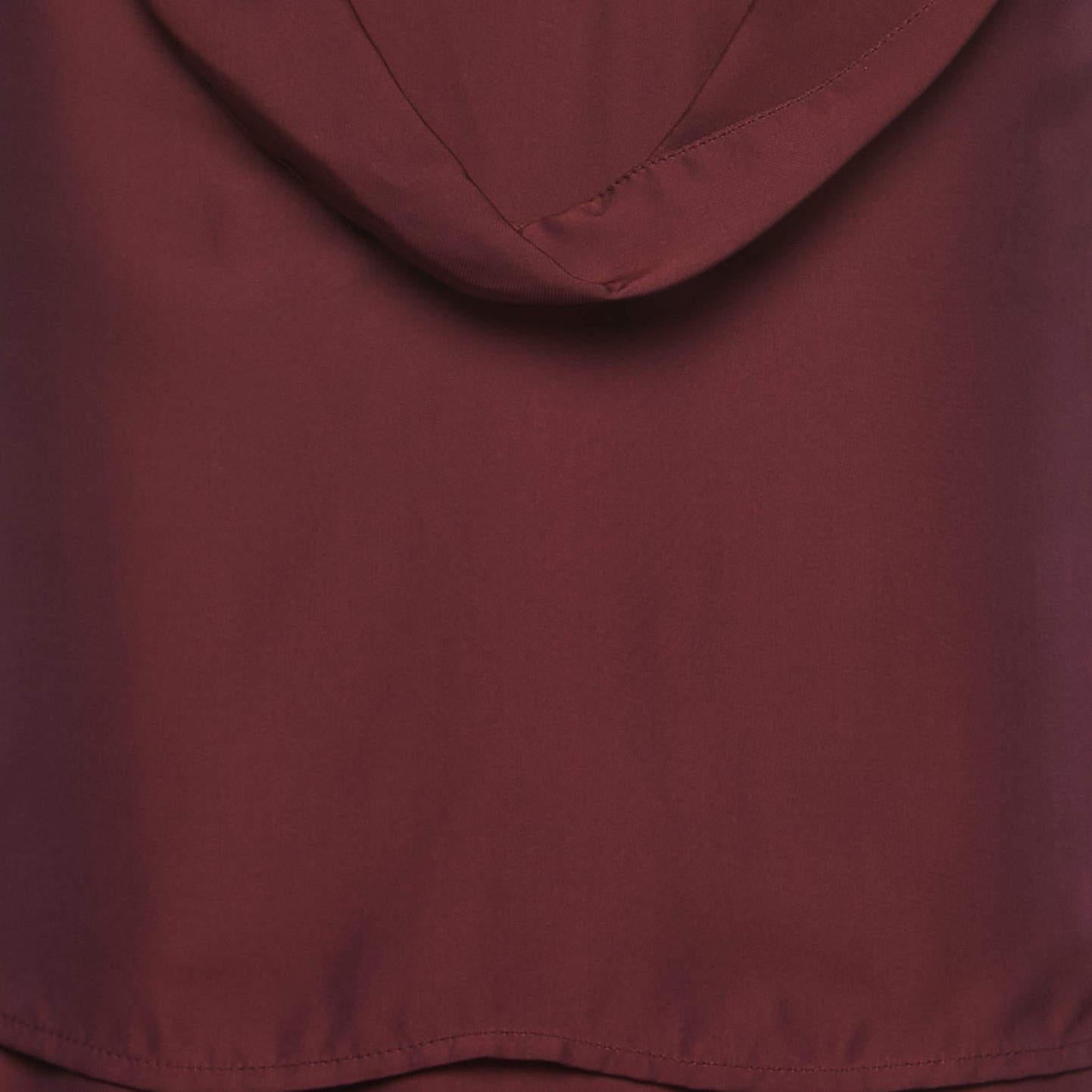 Brown Yves Saint Laurent Burgundy Silk Blend Midi Dress S